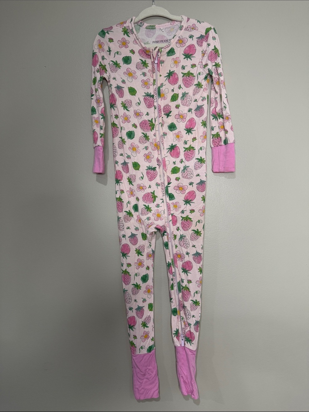 Posh Peanut Pink Strawberry & Floral Footed Romper 18-24 Months